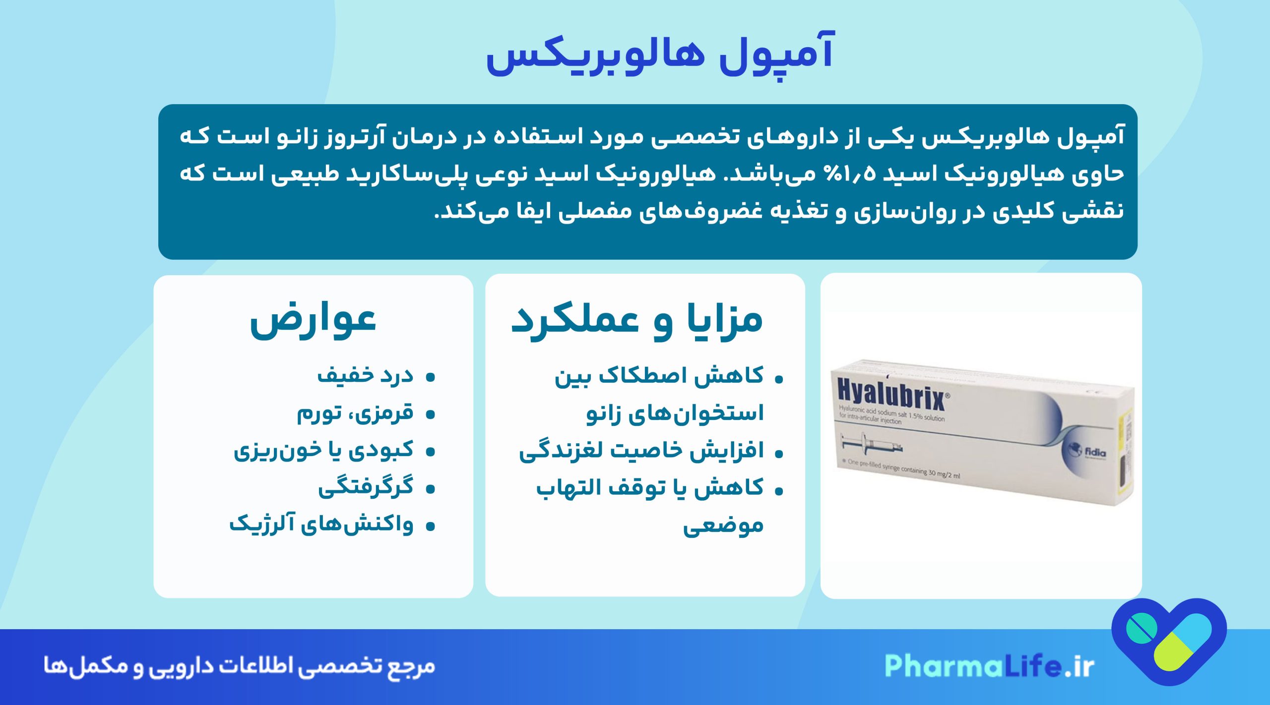 آمپول هالوبریکس برای درمان آرتروز زانو: اثربخشی، نحوه مصرف و عوارض اسید هیالورونیک