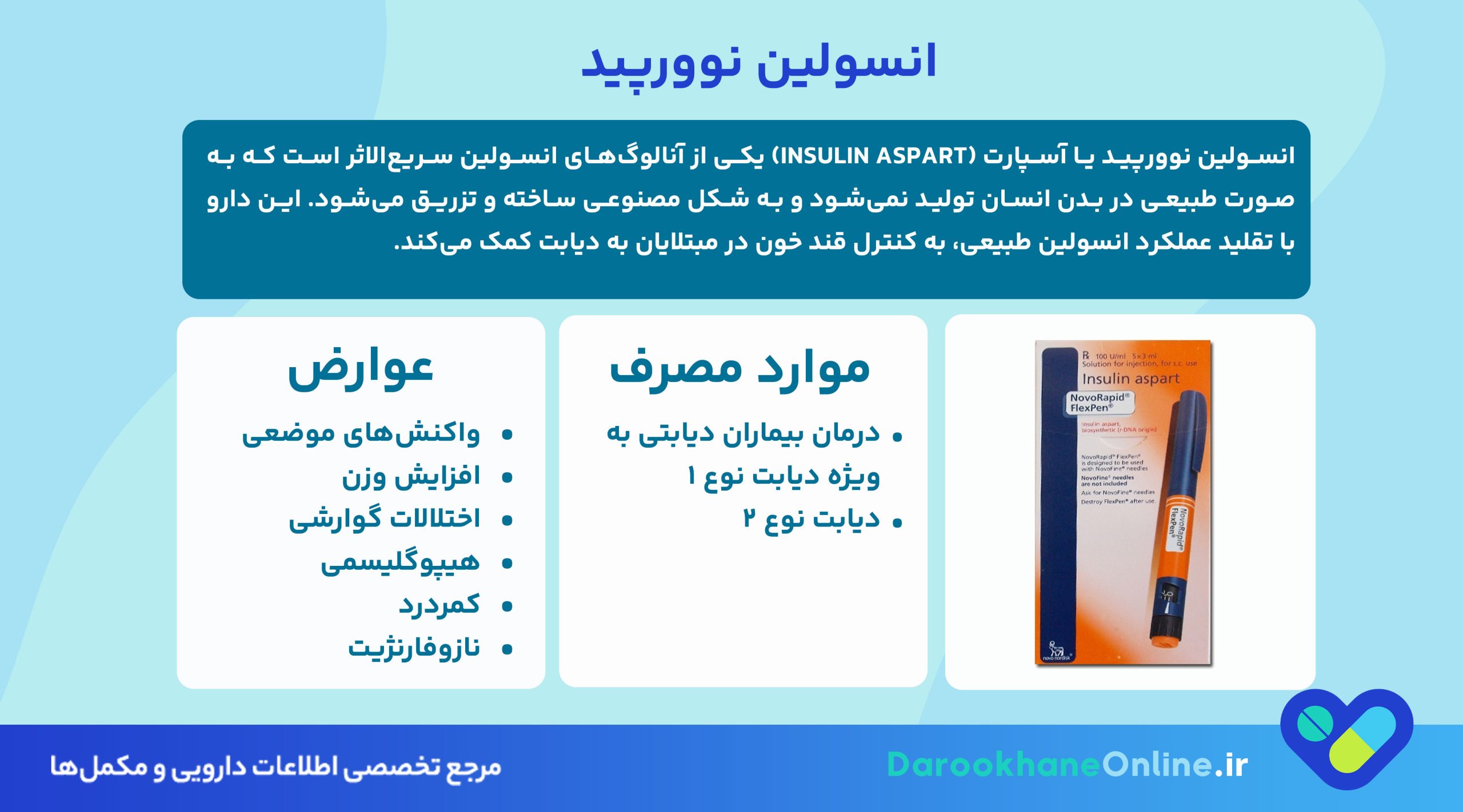 انسولین نوورپید (NovoRapid) چیست؟ موارد مصرف، نحوه تزریق، عوارض و نکات مهم + راهنمای کامل