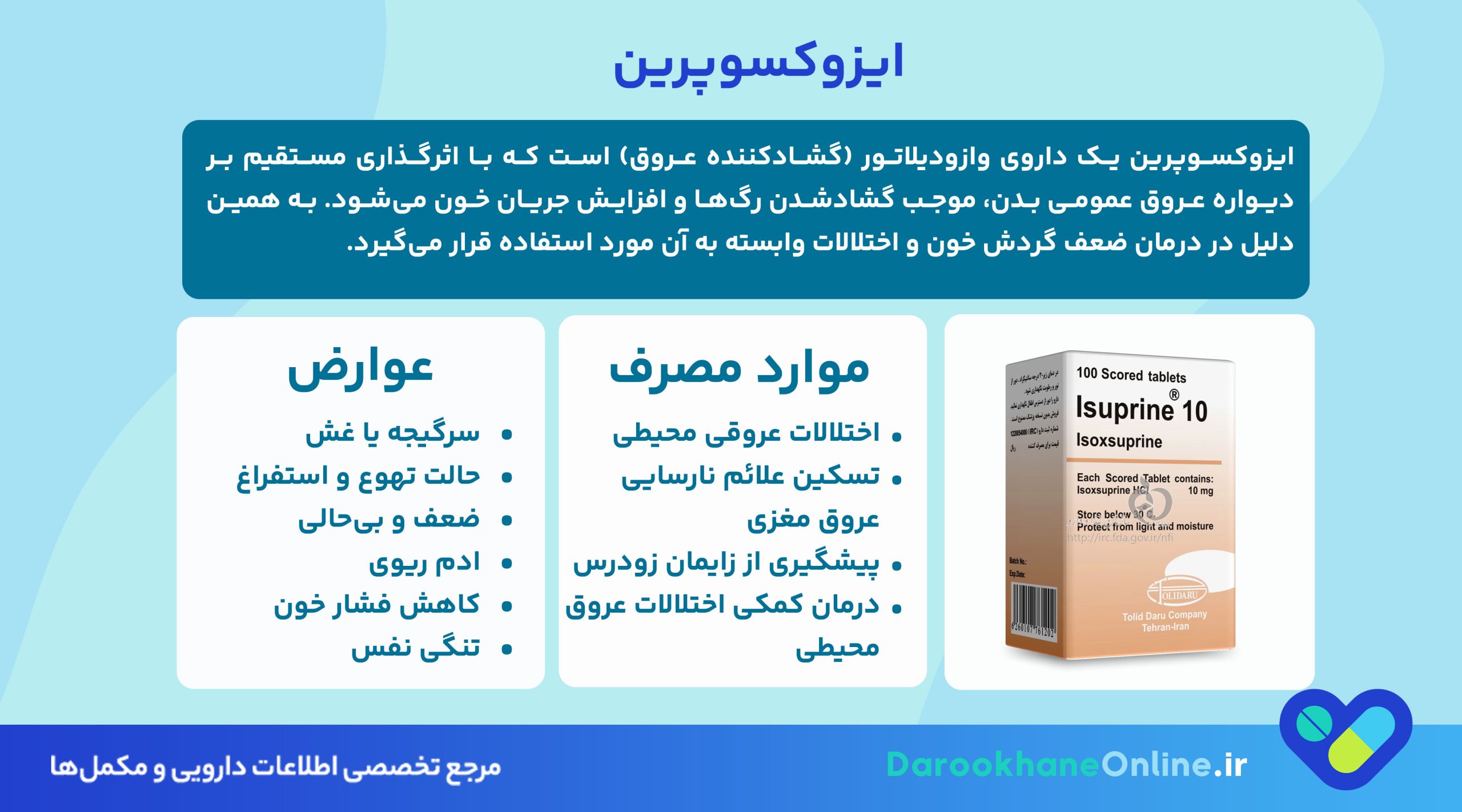 ایزوکسوپرین چیست و چه کاربردی در درمان ضعف گردش خون دارد؟ بررسی عوارض، موارد مصرف و نکات مهم قرص Isoxsuprine 26 ایزوکسوپرین چیست و چه کاربردی در درمان ضعف گردش خون دارد؟ بررسی عوارض، موارد مصرف و نکات مهم قرص Isoxsuprine