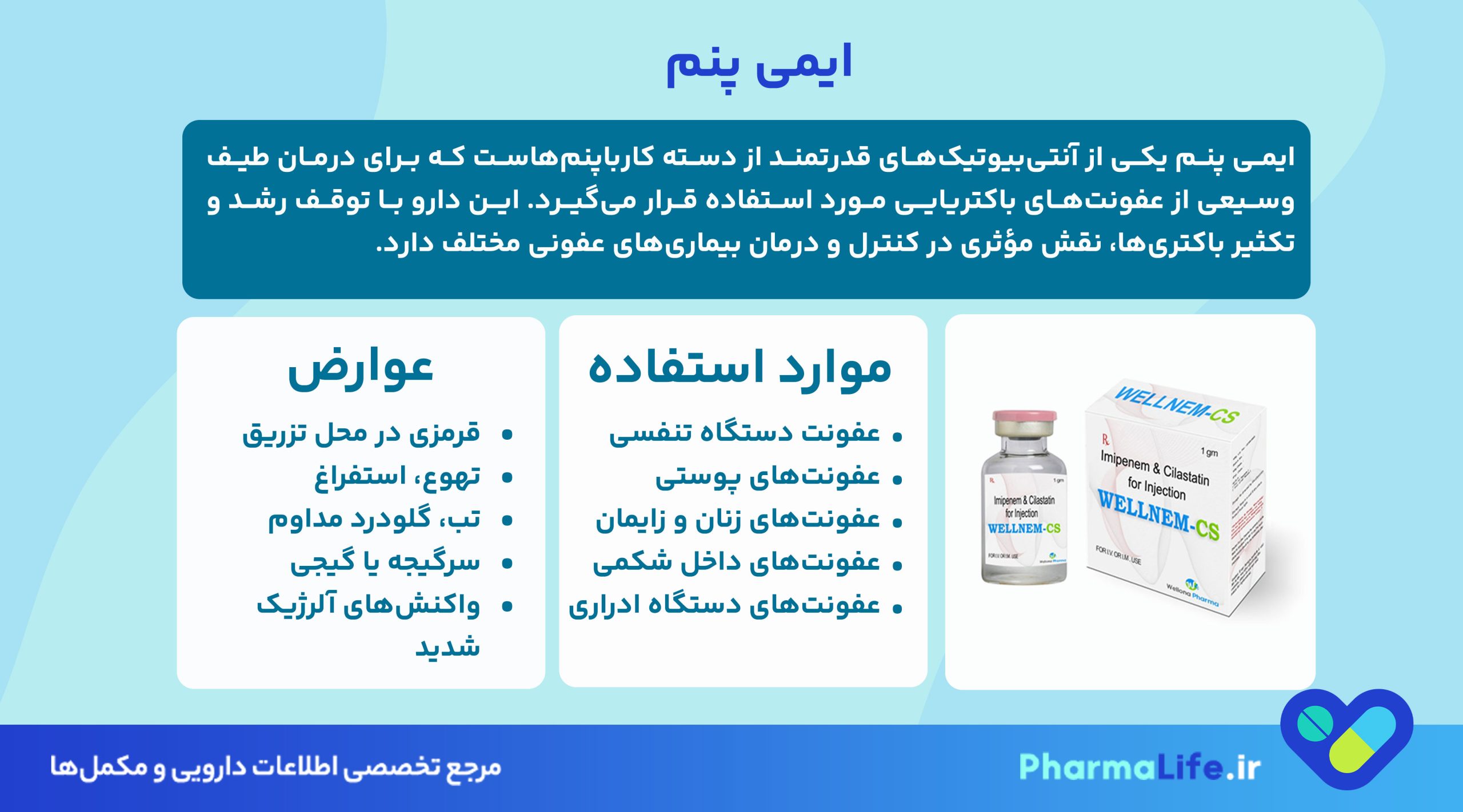 ایمی پنم (Imipenem) چیست؟ موارد مصرف، عوارض، دوز و نکات مهم مصرف این آنتی‌بیوتیک قوی