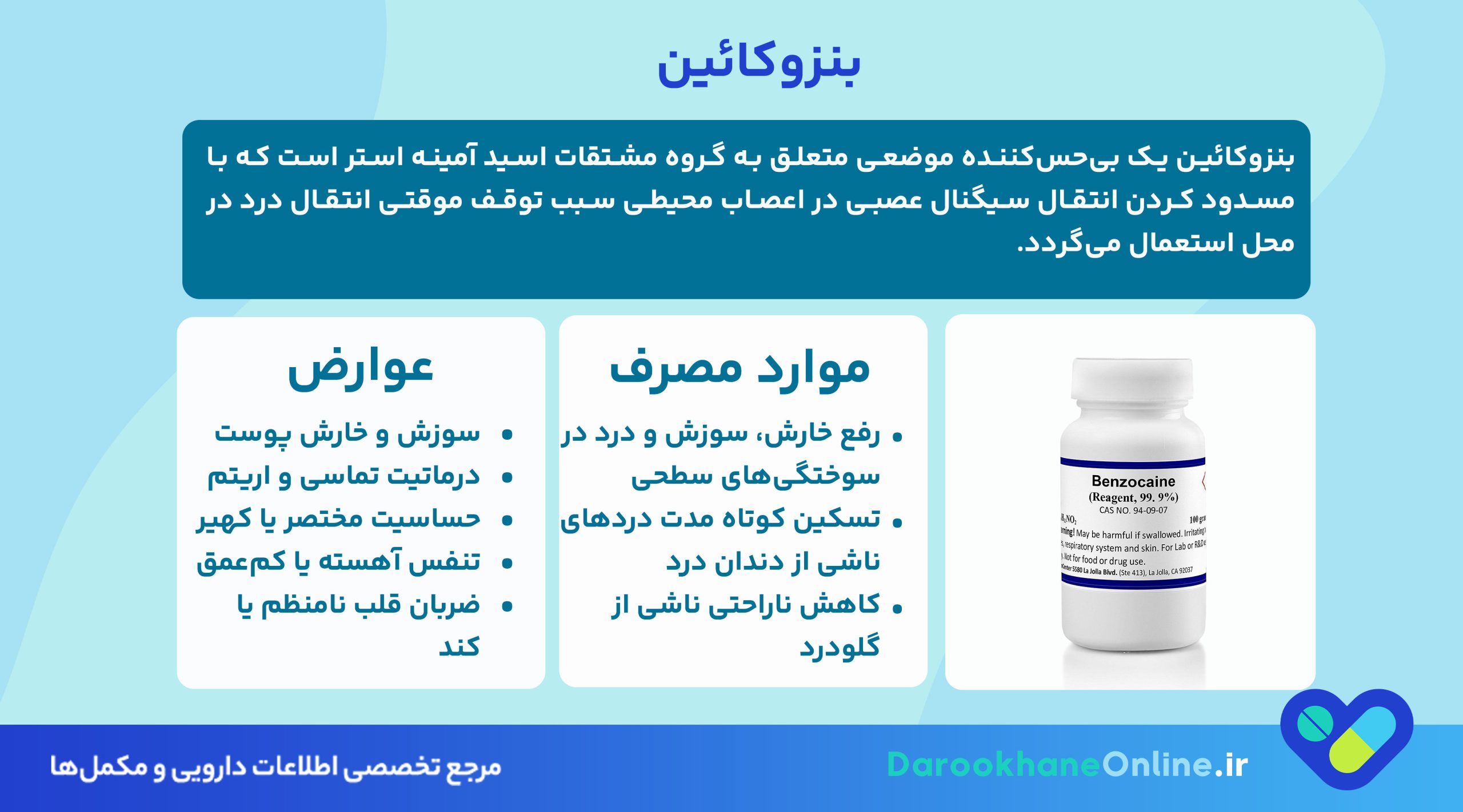 بنزوکائین چیست؟ کاربردها، عوارض و نکات مهم مصرف ژل بی‌حس‌کننده دهانی بنزوکائین در پزشکی و دندانپزشکی