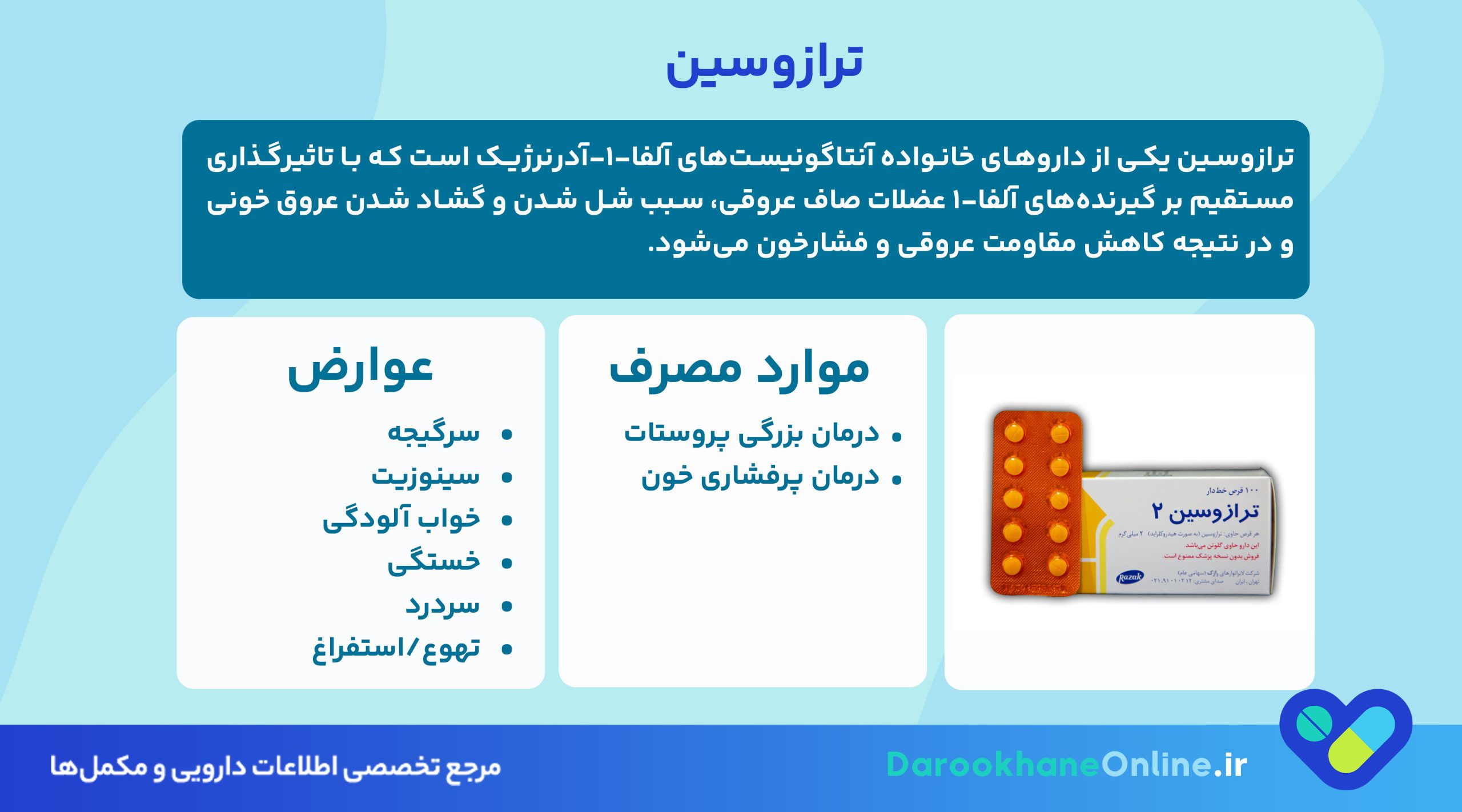 ترازوسین (Terazosin): داروی موثر در درمان فشار خون و بزرگی پروستات | مقدار مصرف، عوارض و هشدارها