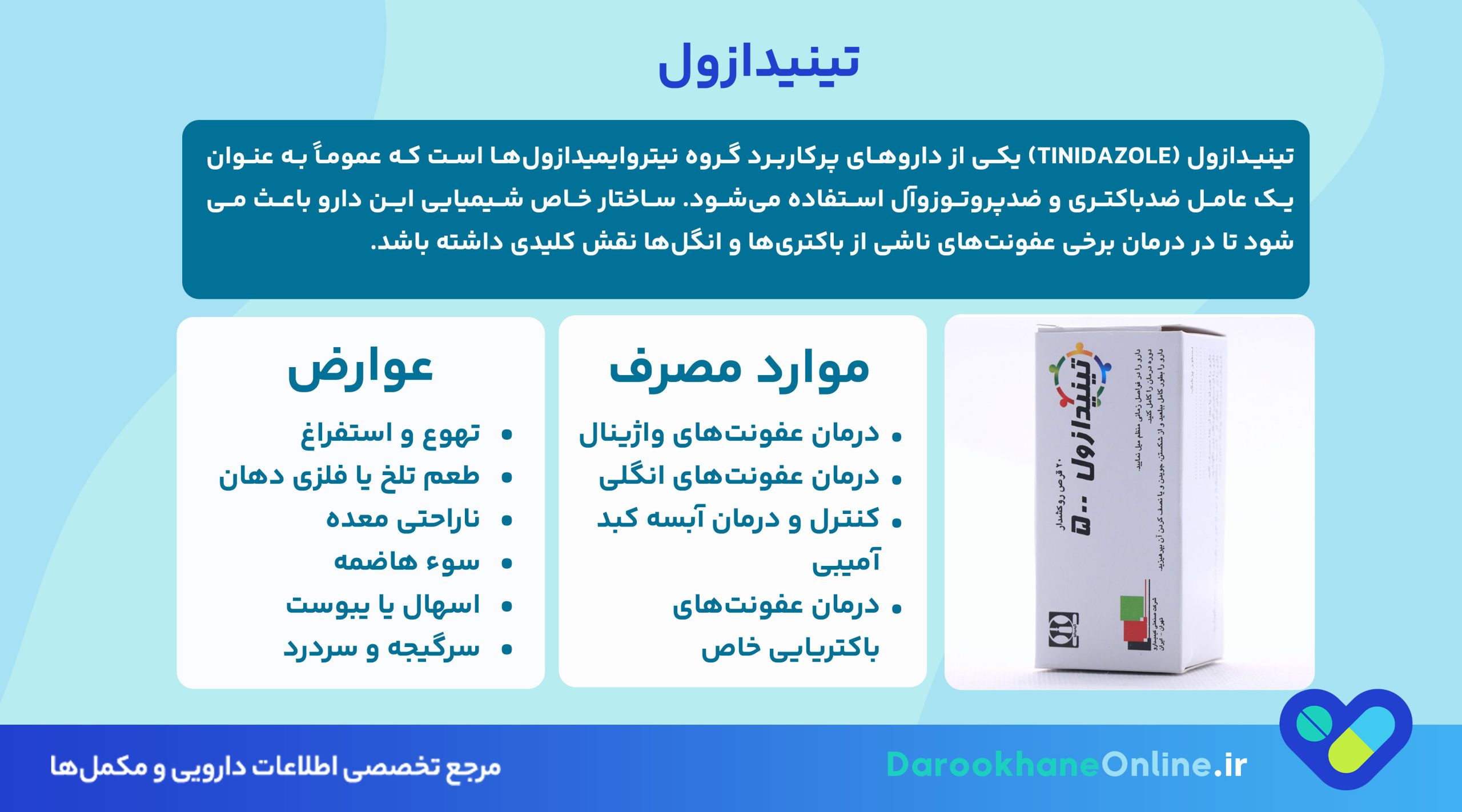 تینیدازول چیست و چه کاربردی دارد؟ موارد مصرف، عوارض و نکات مهم دارویی