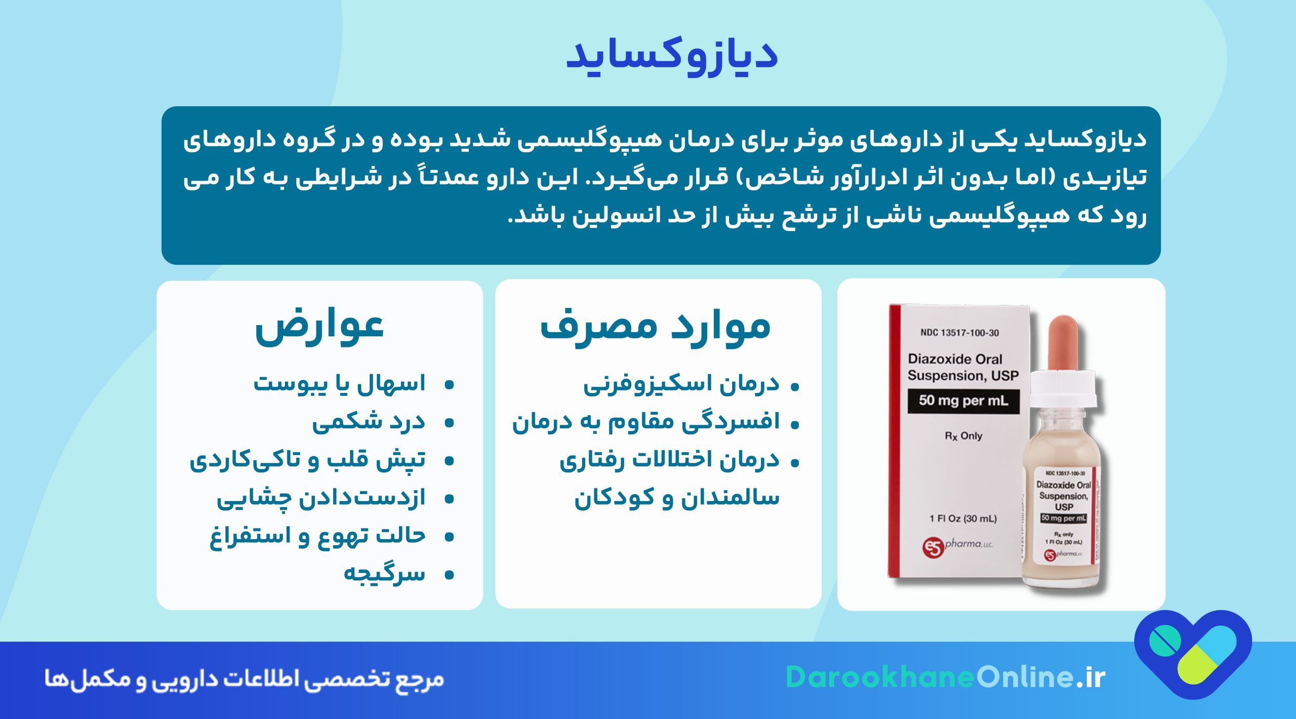 دیازوکساید (Diazoxide): کاربرد، نحوه مصرف، عوارض و نکات مهم در درمان هیپوگلیسمی شدید