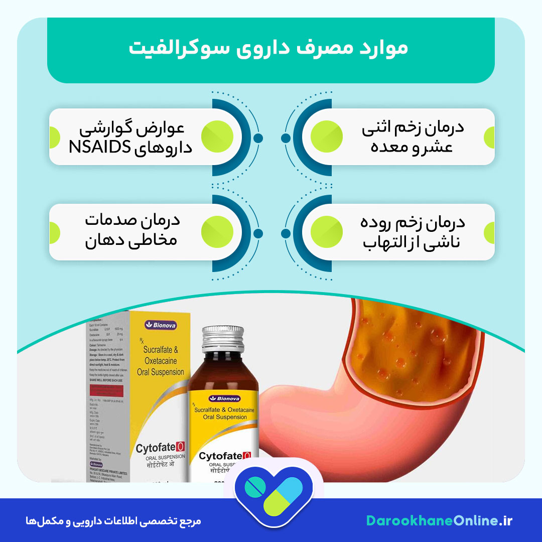 سوکرالفیت چیست؟ کاربردها، نحوه مصرف و عوارض داروی Sucralfate در درمان زخم روده 28 سوکرالفیت چیست؟ کاربردها، نحوه مصرف و عوارض داروی Sucralfate در درمان زخم روده