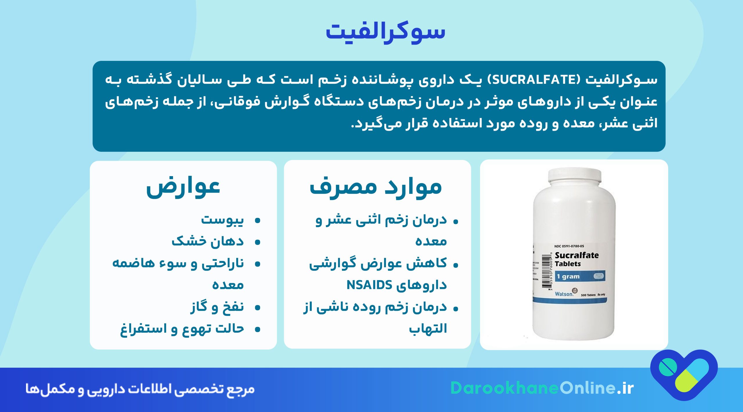 سوکرالفیت چیست؟ کاربردها، نحوه مصرف و عوارض داروی Sucralfate در درمان زخم روده 27 سوکرالفیت چیست؟ کاربردها، نحوه مصرف و عوارض داروی Sucralfate در درمان زخم روده