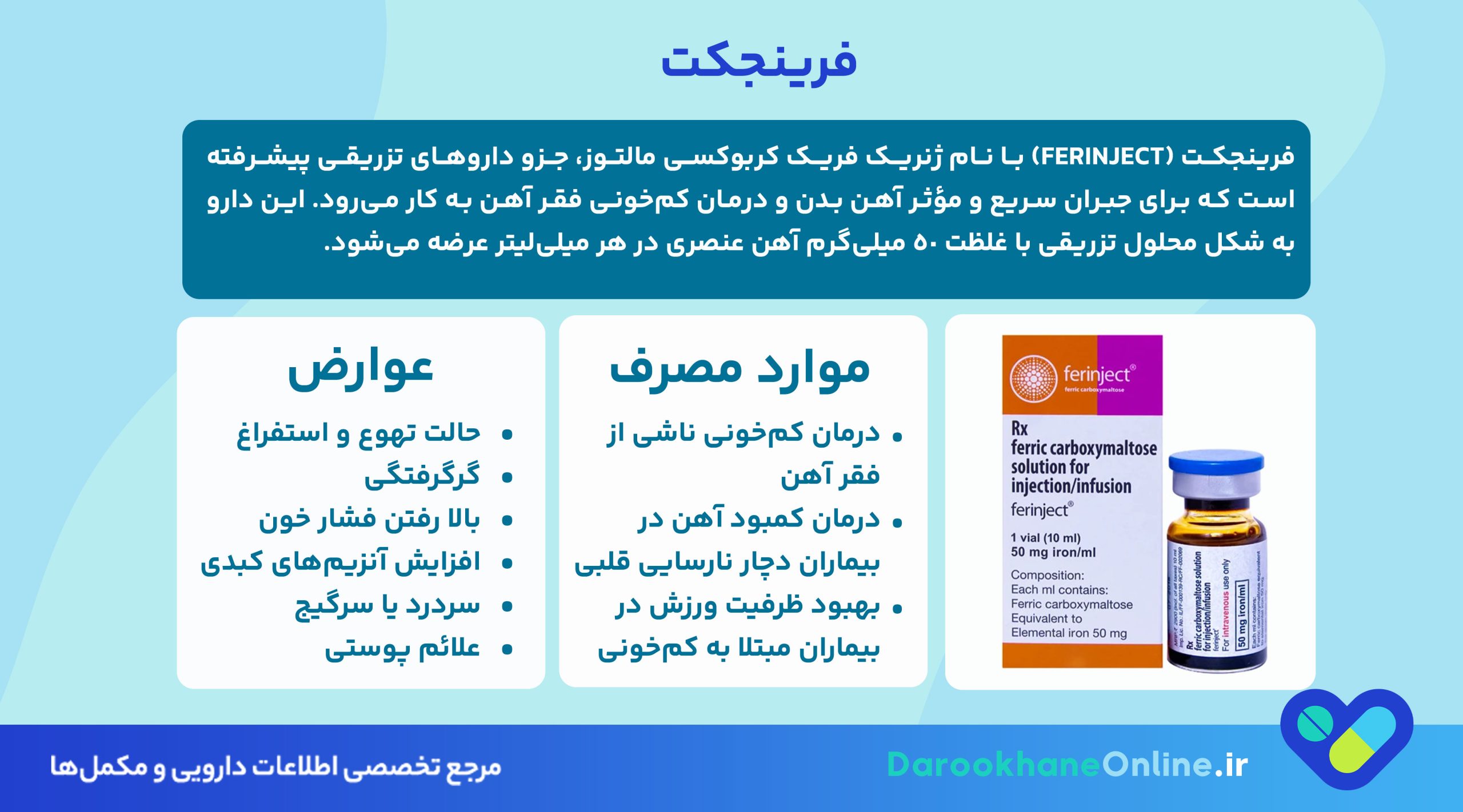 فرینجکت (Ferinject): درمان سریع و موثر کم‌خونی فقر آهن | موارد مصرف، دوز و عوارض