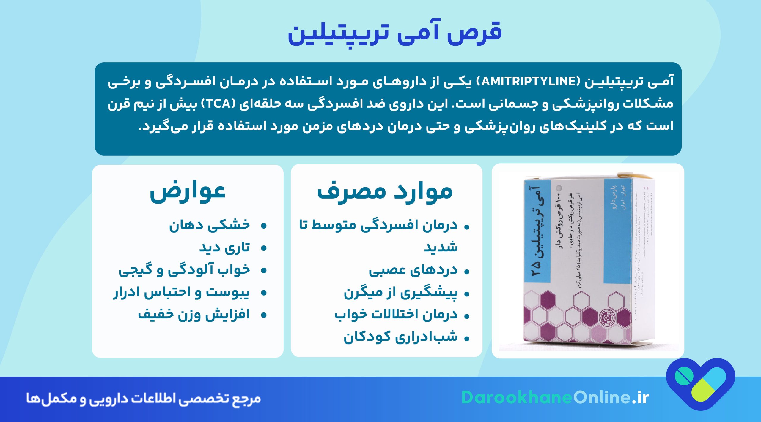 قرص آمی تریپتیلین چیست و چه کاربردی دارد؟ موارد مصرف، عوارض، هشدارها و طریقه مصرف
