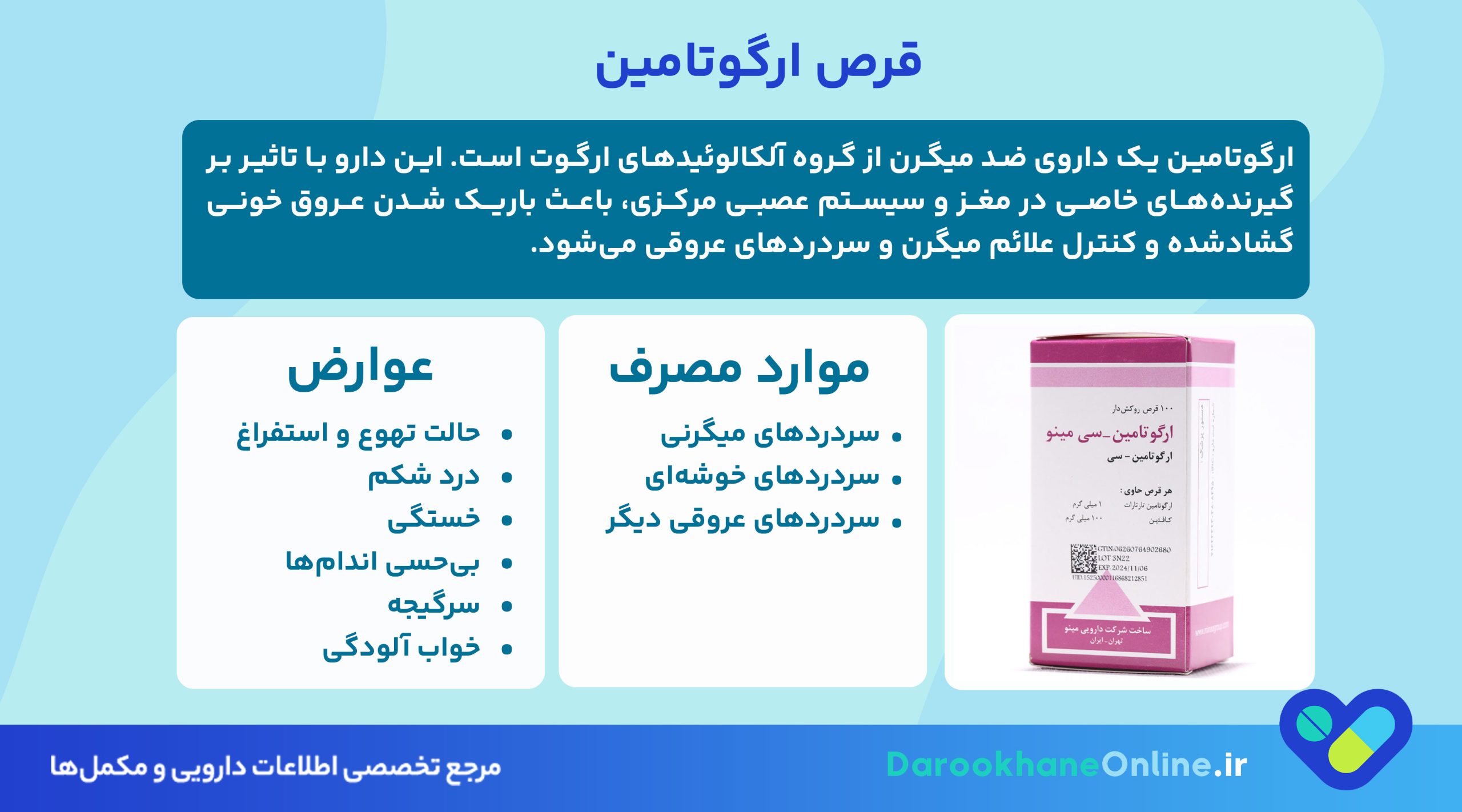 قرص ارگوتامین چیست؟ نحوه مصرف، موارد منع، عوارض و تداخلات دارویی ارگوتامین برای درمان میگرن