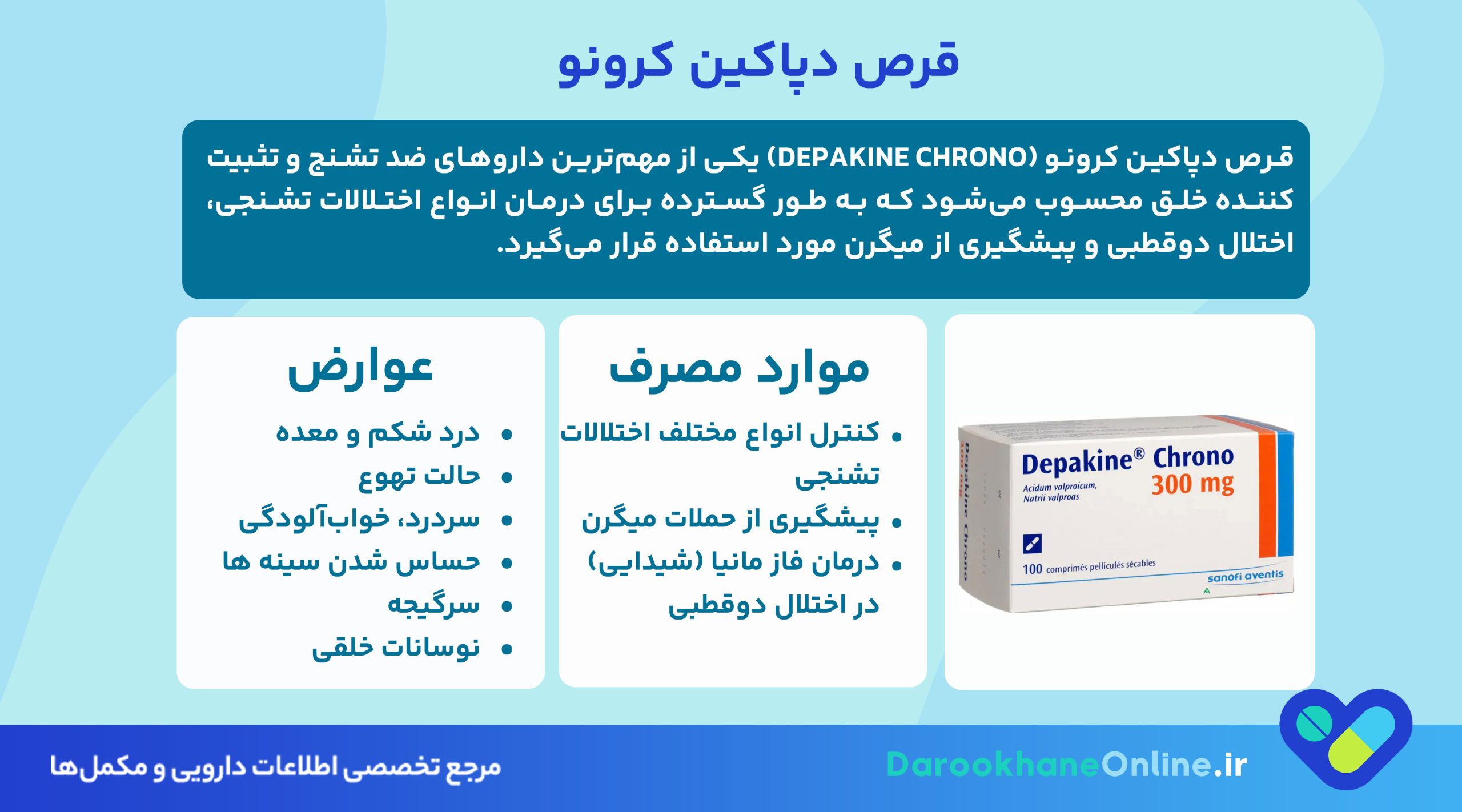 قرص دپاکین کرونو چیست؟ موارد مصرف، نحوه مصرف، عوارض و نکات مهم قبل از استفاده