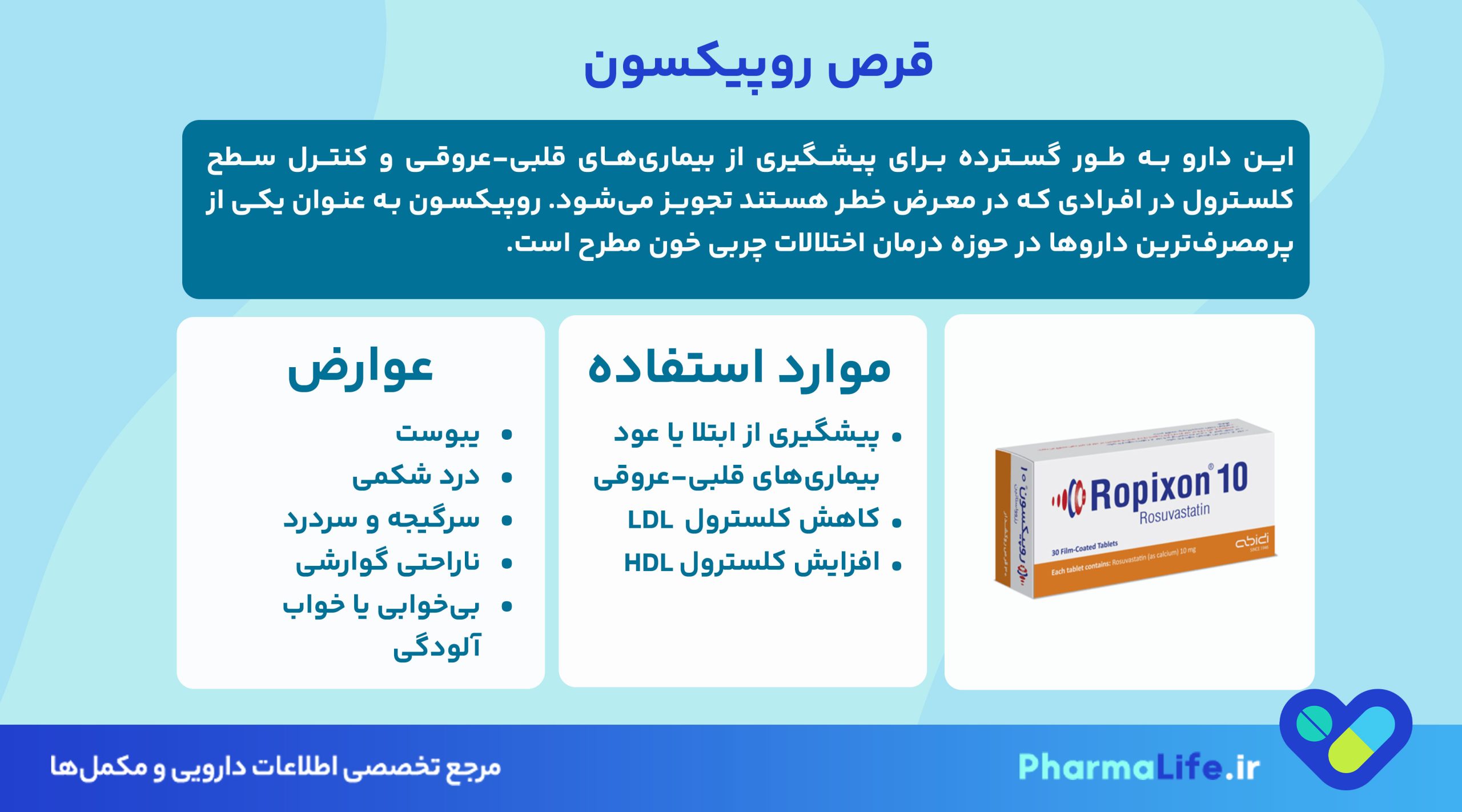 قرص روپیکسون (رزوواستاتین): موارد مصرف، نحوه مصرف، عوارض و تداخل دارویی