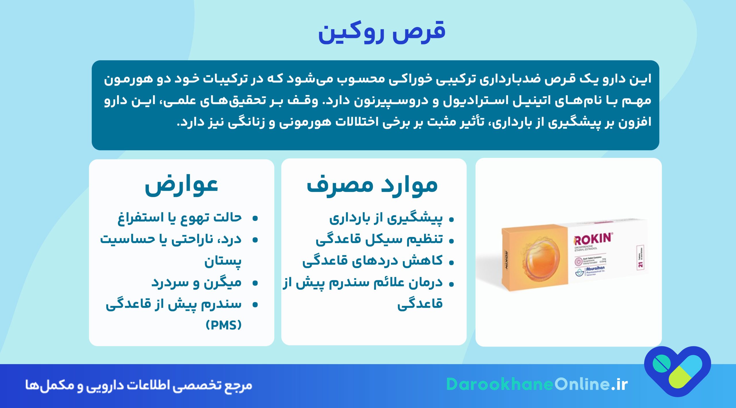 قرص روکین (Rokin) چیست؟ موارد مصرف، عوارض و دستور مصرف قرص ضدبارداری روکین