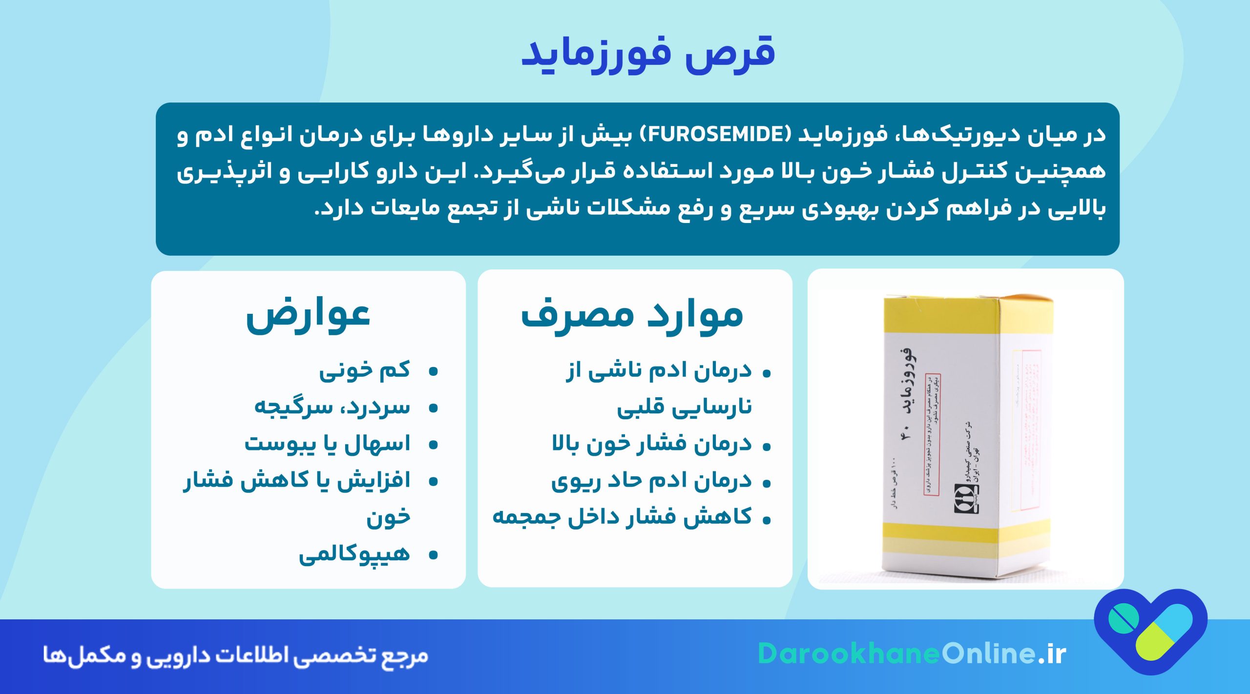 قرص فورزماید (Furosemide) چیست؟ موارد مصرف، عوارض، هشدارها و نحوه مصرف برای درمان ادم و تجمع مایعات 27 قرص فورزماید (Furosemide) چیست؟ موارد مصرف، عوارض، هشدارها و نحوه مصرف برای درمان ادم و تجمع مایعات