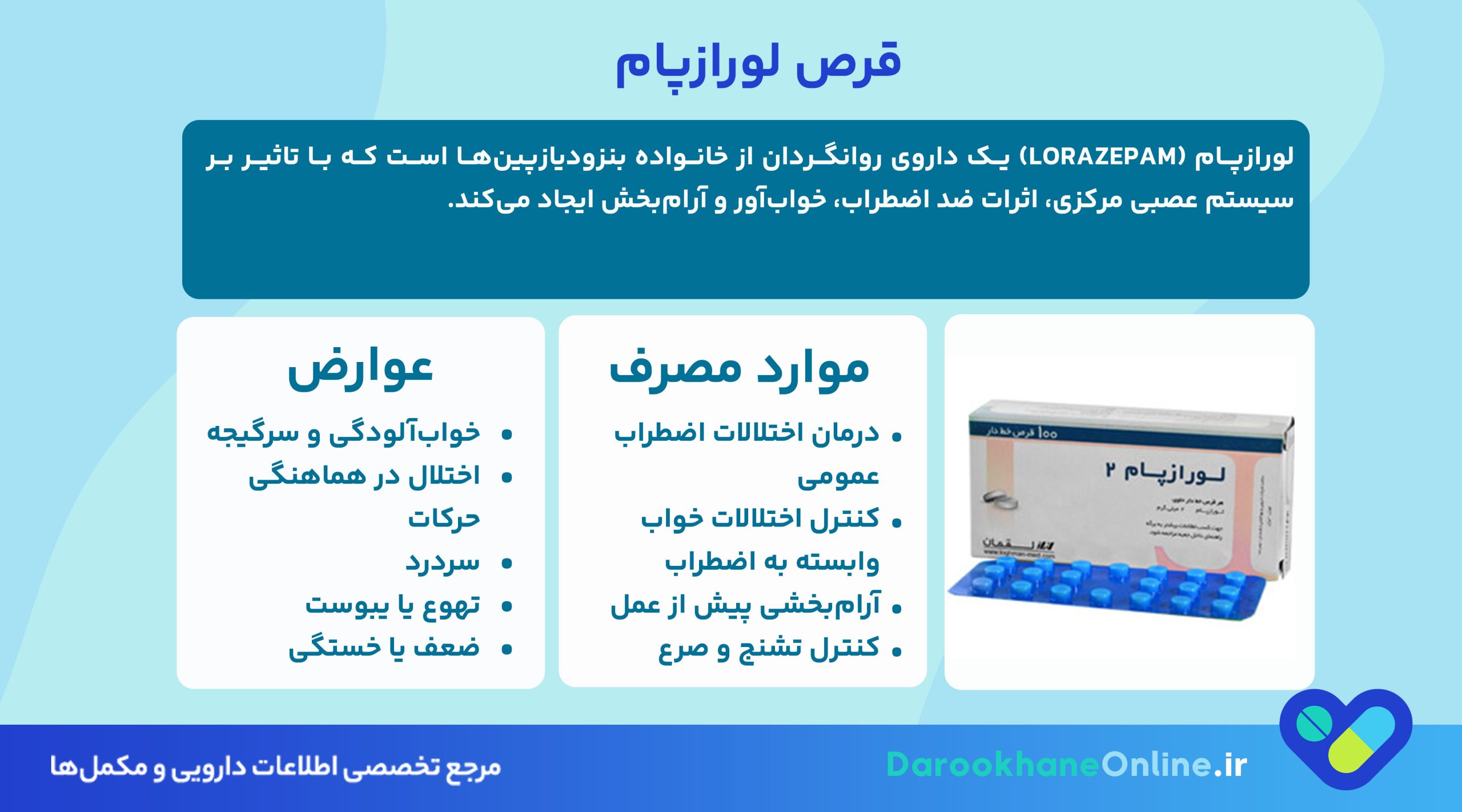 قرص لورازپام؛ موارد مصرف، عوارض، نحوه مصرف و هشدارهای دارویی + راهنمای کامل