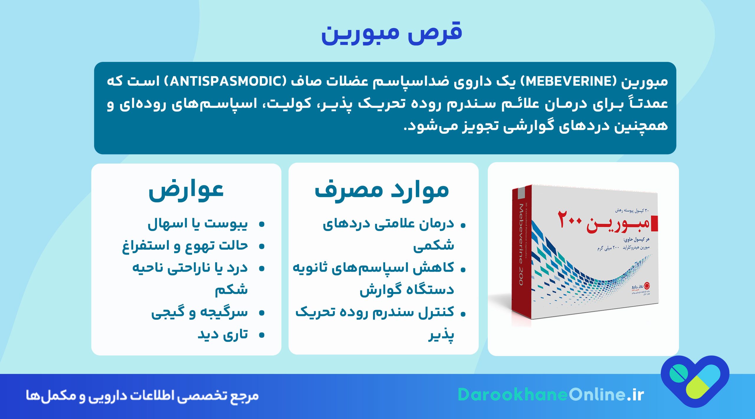 قرص مبورین چیست؟ موارد مصرف، عوارض، دوز مصرف و نکات مهم برای درمان سندروم روده تحریک پذیر (IBS)