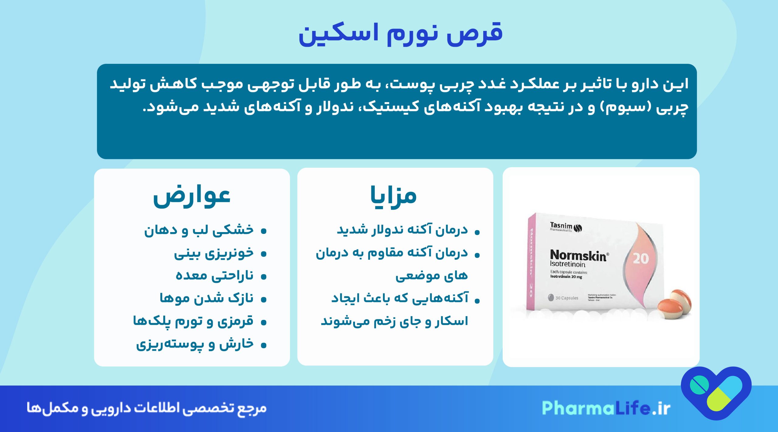 قرص نورم اسکین (ایزوترتینوئین): موارد مصرف، عوارض، احتیاط‌ها و نکات طلایی درمان آکنه شدید
