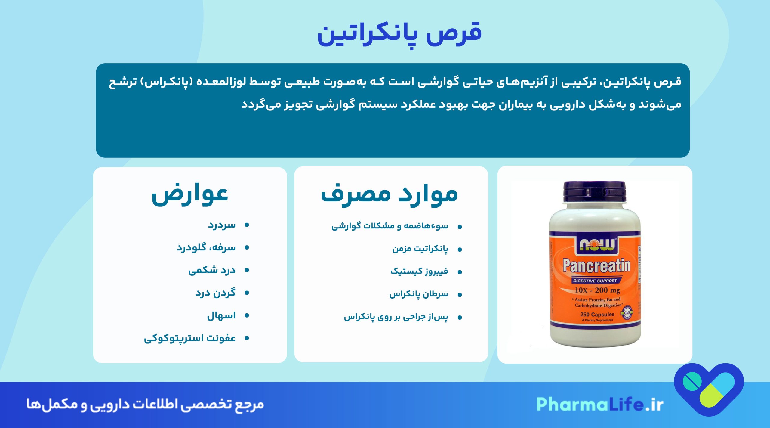 قرص پانکراتین چیست؟ موارد مصرف، عوارض و نکات مهم درباره آنزیم‌های گوارشی پانکراتین