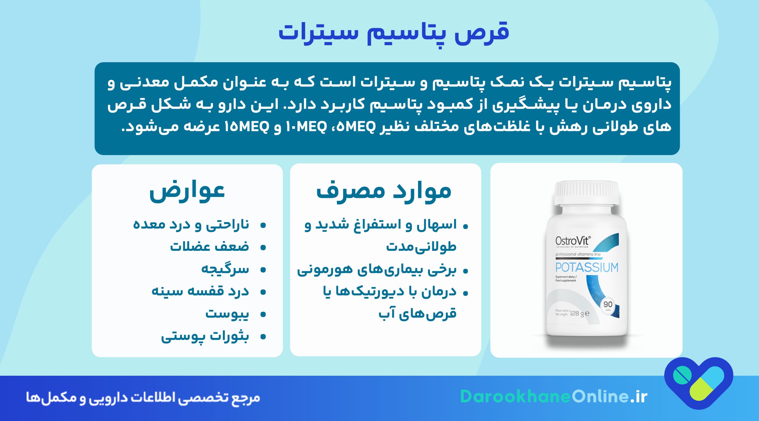 قرص پتاسیم سیترات چیست؟ موارد مصرف، عوارض، هشدارها و نحوه مصرف + راهنمای کامل