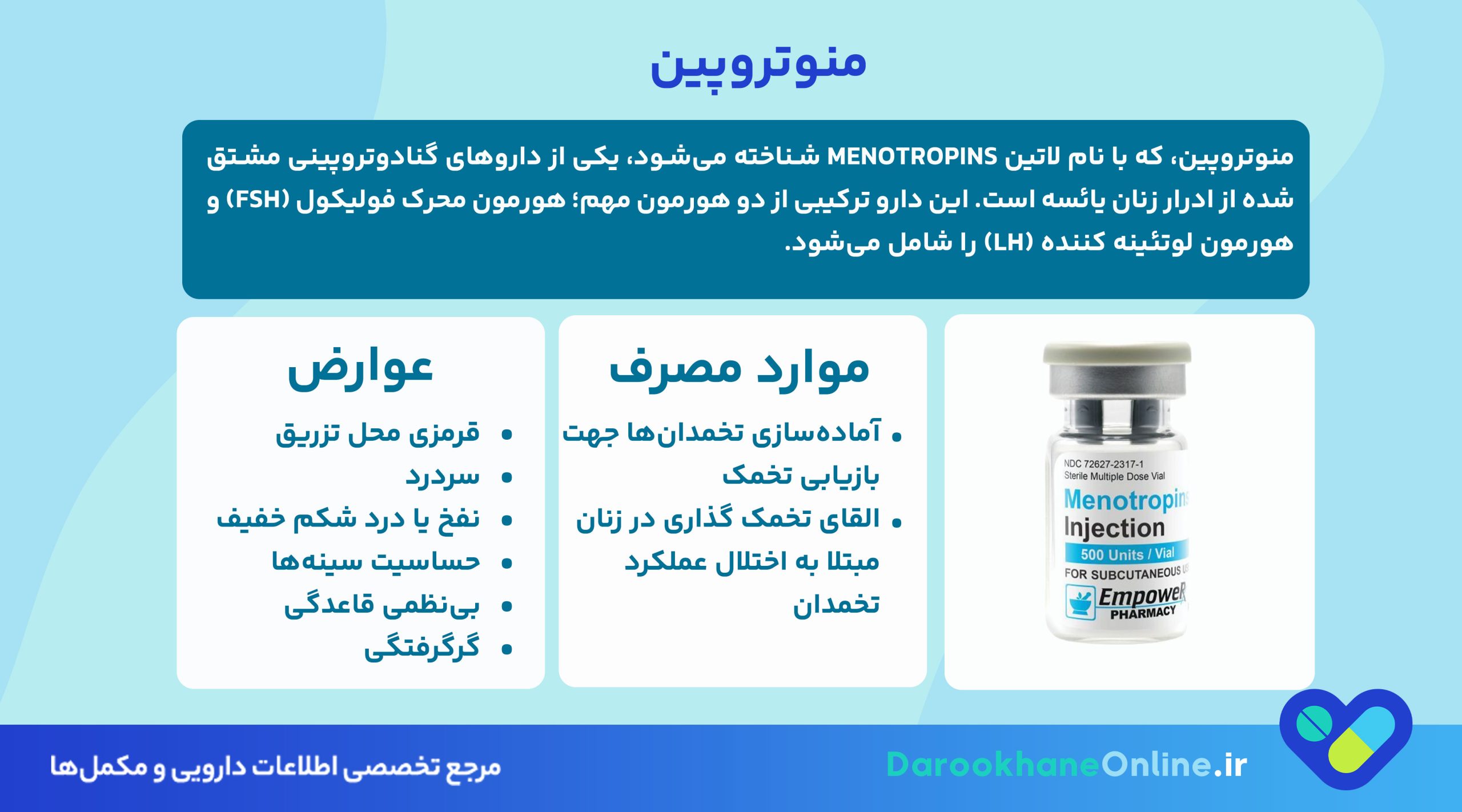 منوتروپین (Menotropins) چیست؟ نحوه مصرف، موارد مصرف، عوارض و تاثیر در درمان ناباروری و تخمک گذاری