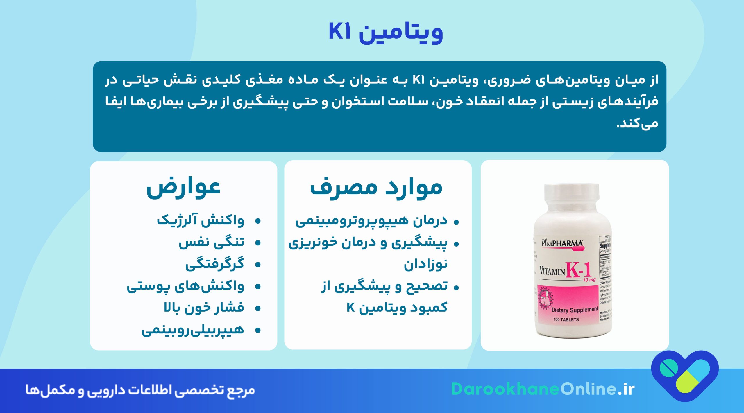 ویتامین K1 چیست؟ کاربرد، عوارض، مکانیسم اثر و نکات مهم مصرف ویتامین کا + بررسی علمی
