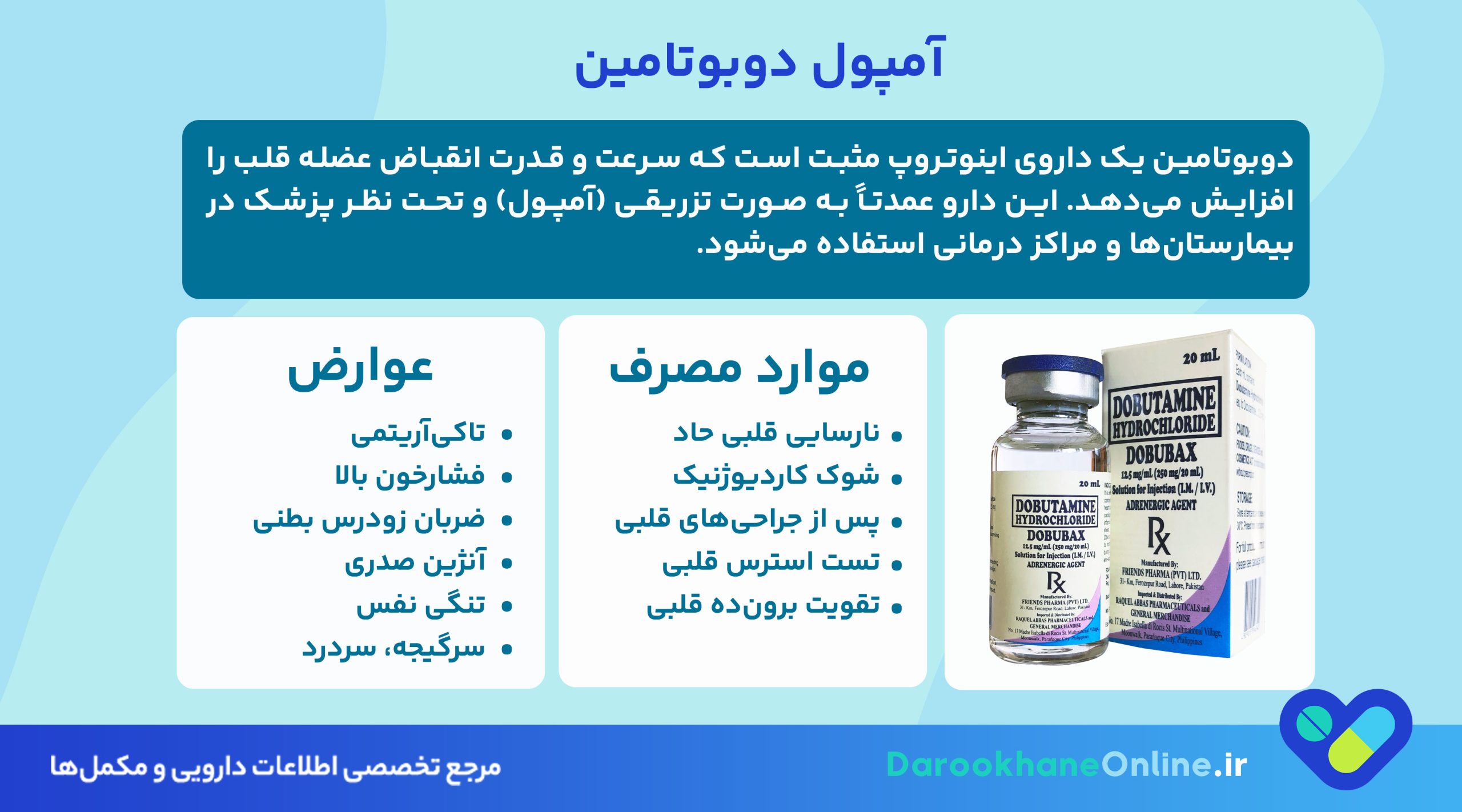 آمپول دوبوتامین چیست؟ موارد مصرف، مکانیسم اثر، عوارض و نکات مهم مصرف داروی تقویت‌کننده قلب