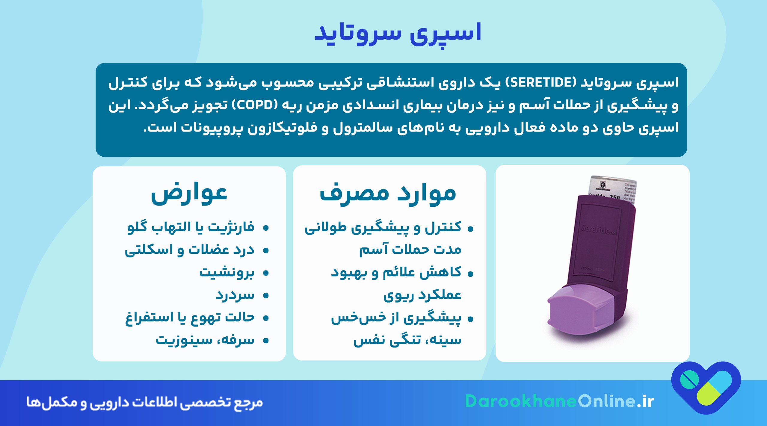 اسپری سروتاید چیست؟ موارد مصرف، عوارض، نحوه مصرف و نکات مهم برای درمان آسم