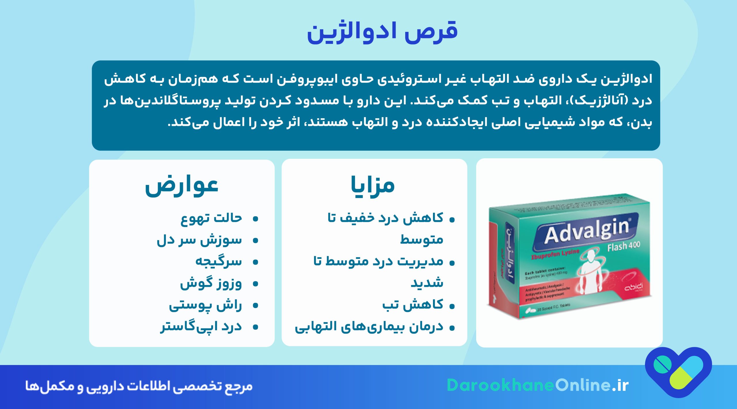 قرص ادوالژین (Advalgin)؛ موارد مصرف، عوارض، دوز مصرفی و نکات مهم برای کاهش درد و تب