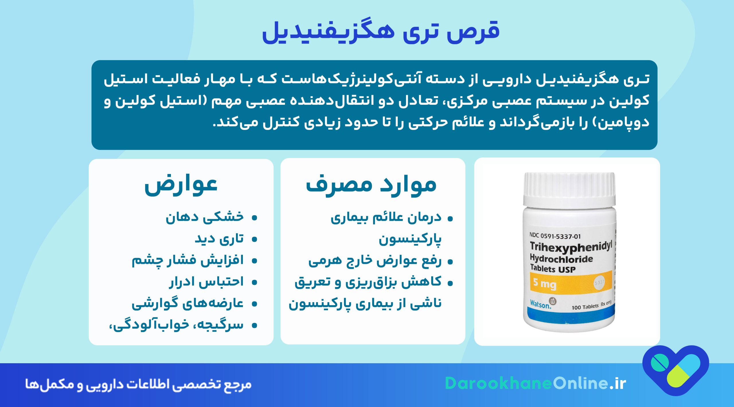 قرص تری هگزیفنیدیل؛ موارد مصرف، عوارض، تداخل دارویی و نکات مهم در بیماری پارکینسون