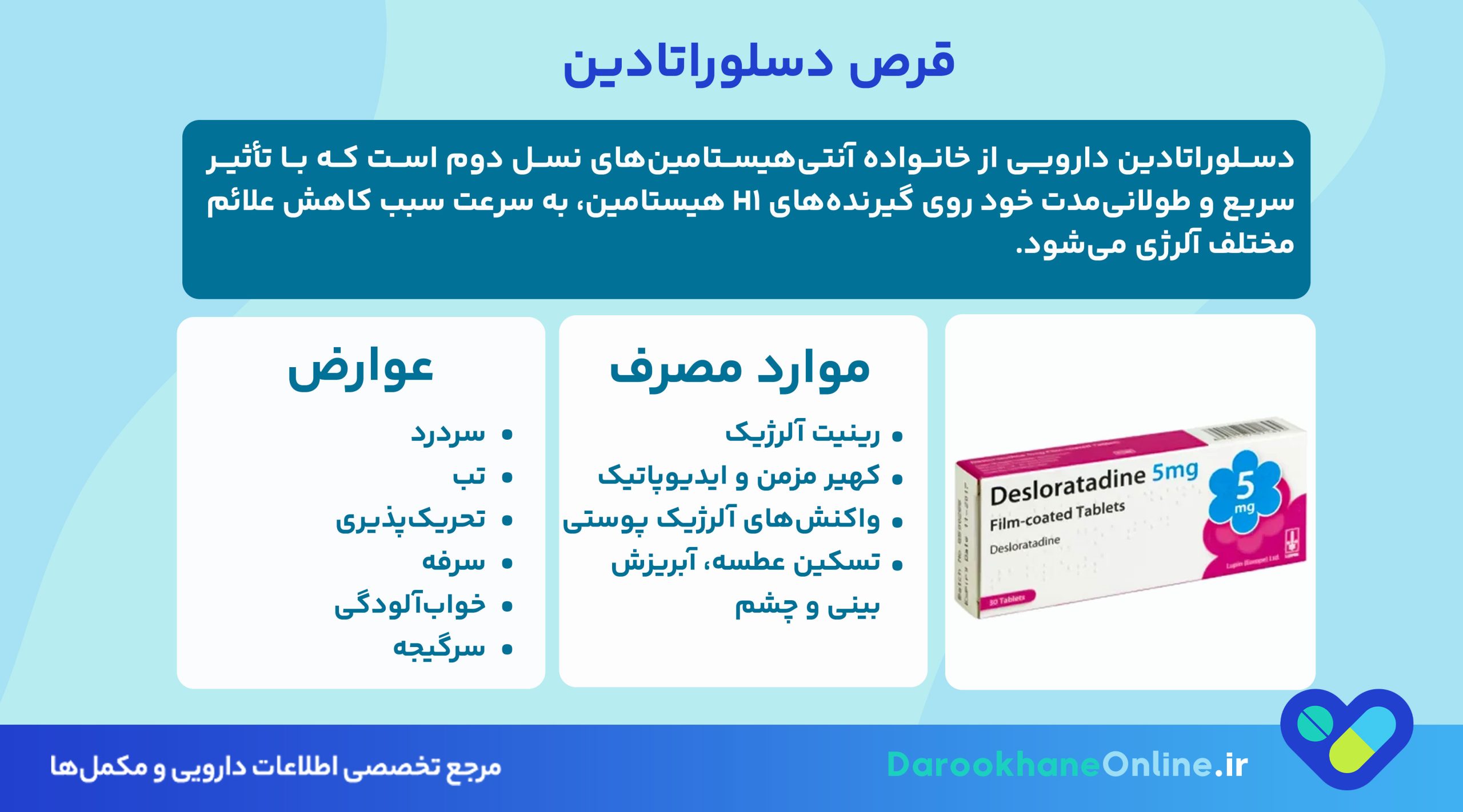 قرص دسلوراتادین؛ موارد مصرف، عوارض، تداخل دارویی و نکات مهم مصرف برای درمان آلرژی