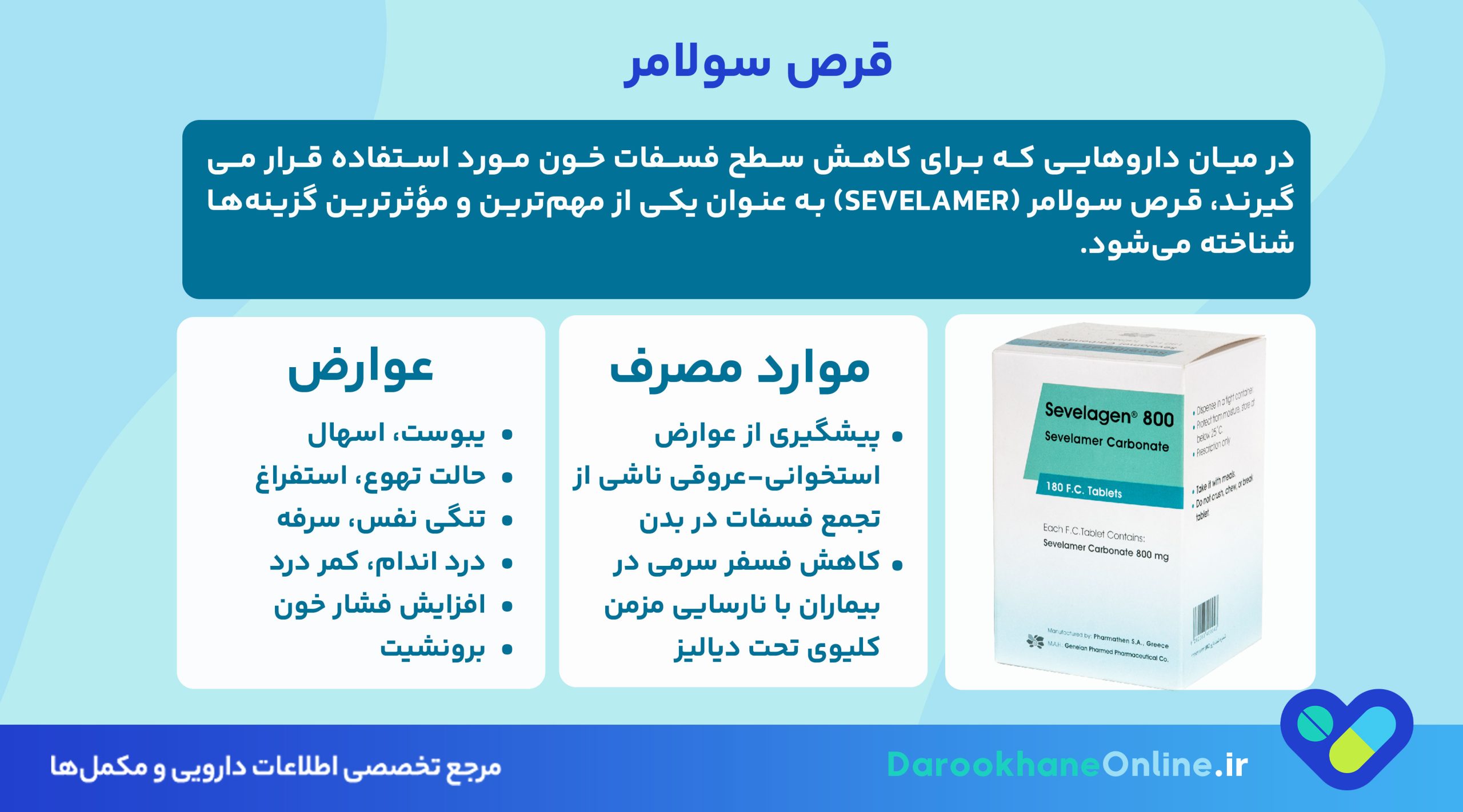 کنترل هایپرفسفاتمی در بیماران دیالیزی با قرص سولامر: موارد مصرف، نحوه مصرف، عوارض و نکات مهم