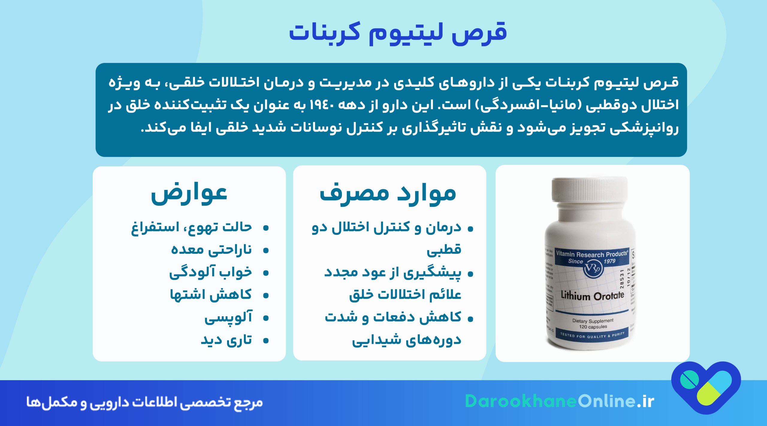 قرص لیتیوم کربنات: موارد مصرف، نحوه مصرف، عوارض و هشدارها در درمان افسردگی و اختلال دوقطبی