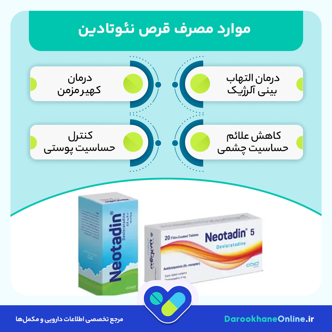 قرص نئوتادین چیست و چه کاربردی دارد؟ موارد مصرف، عوارض و نحوه مصرف نئوتادین برای آلرژی و آبریزش بینی