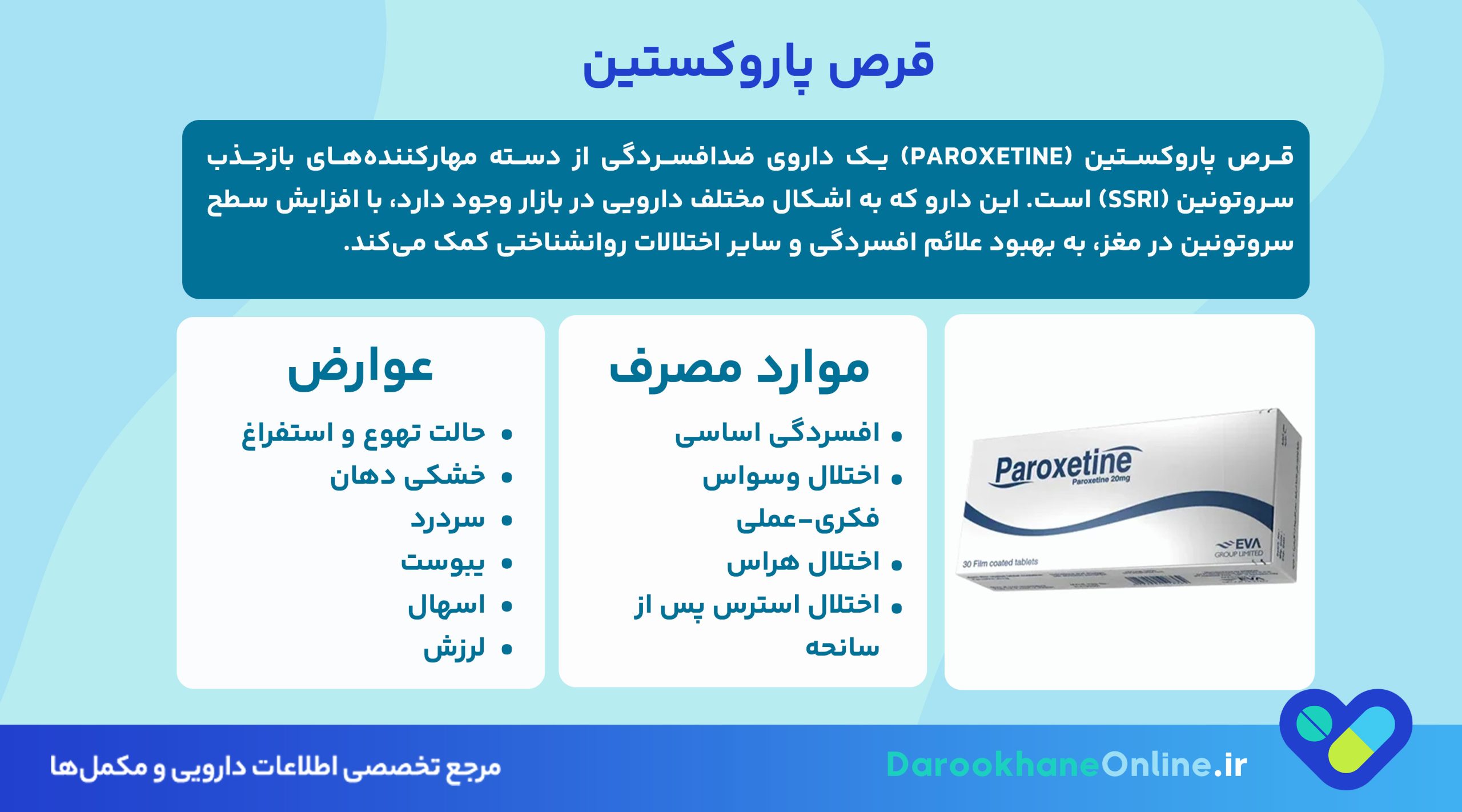 قرص پاروکستین؛ موارد مصرف، عوارض و نکات مهم درمان افسردگی و زودانزالی