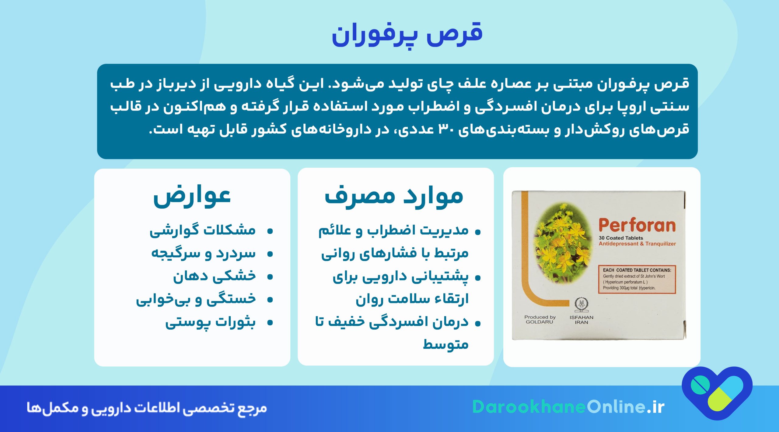 قرص پرفوران (علف چای): درمان طبیعی افسردگی و اضطراب + بررسی عوارض، موارد مصرف و مکانیسم اثر