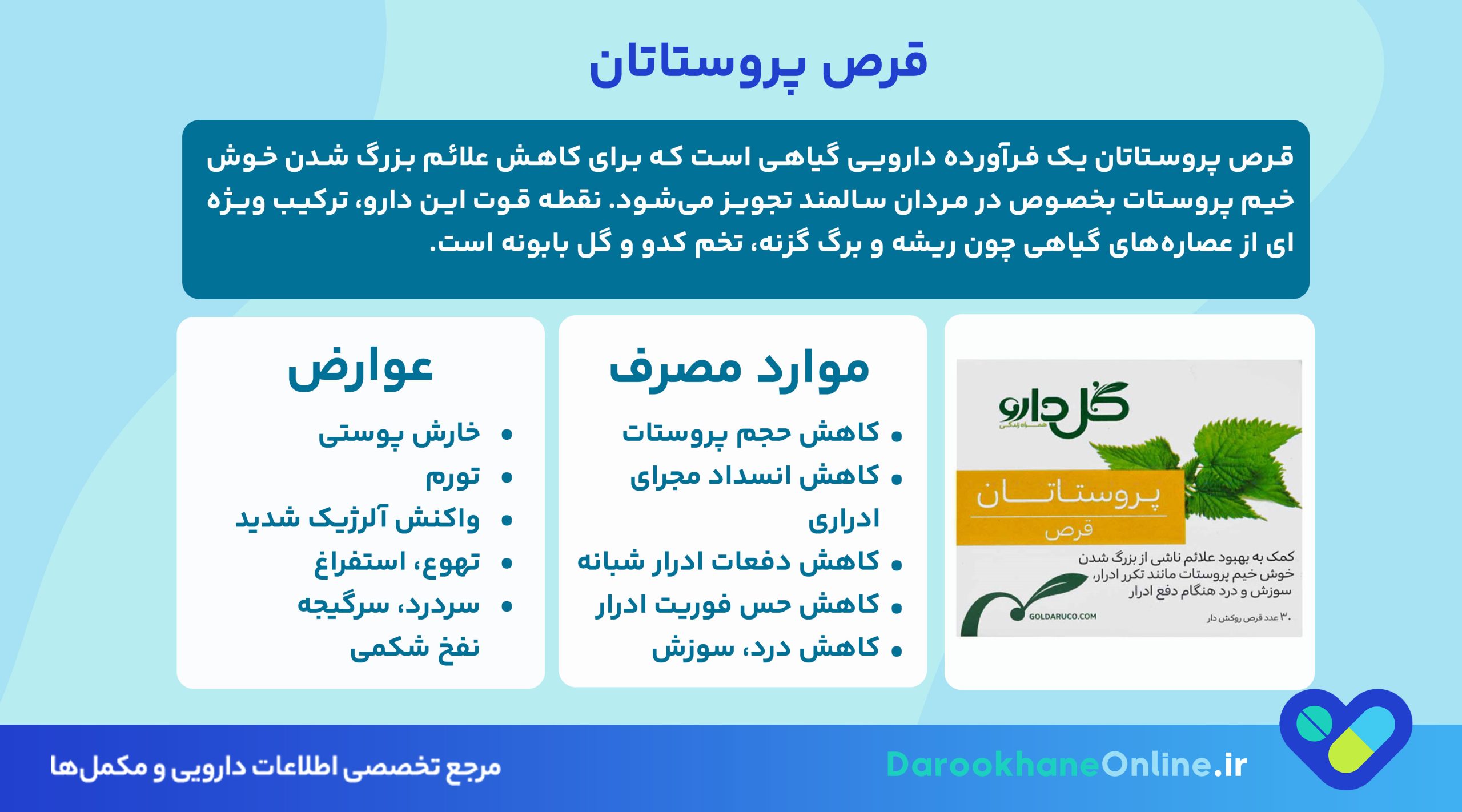 قرص پروستاتان؛ موارد مصرف، عوارض، ترکیبات و نحوه عملکرد در درمان پروستات بزرگ شده (BPH)