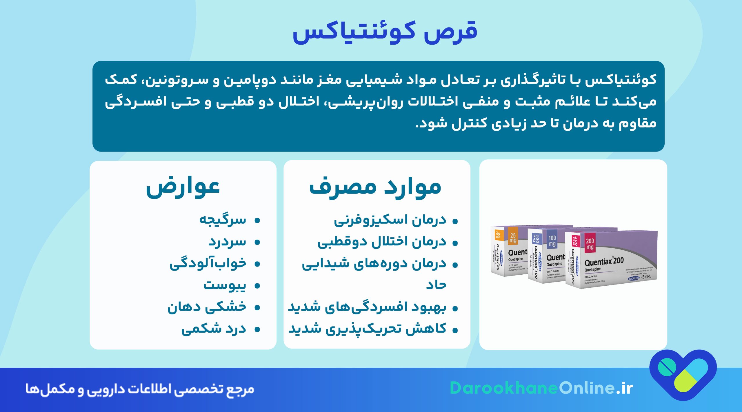 قرص کوئنتیاکس چیست؟ موارد مصرف، دوز، عوارض و نکات مهم درمان اختلالات روانی