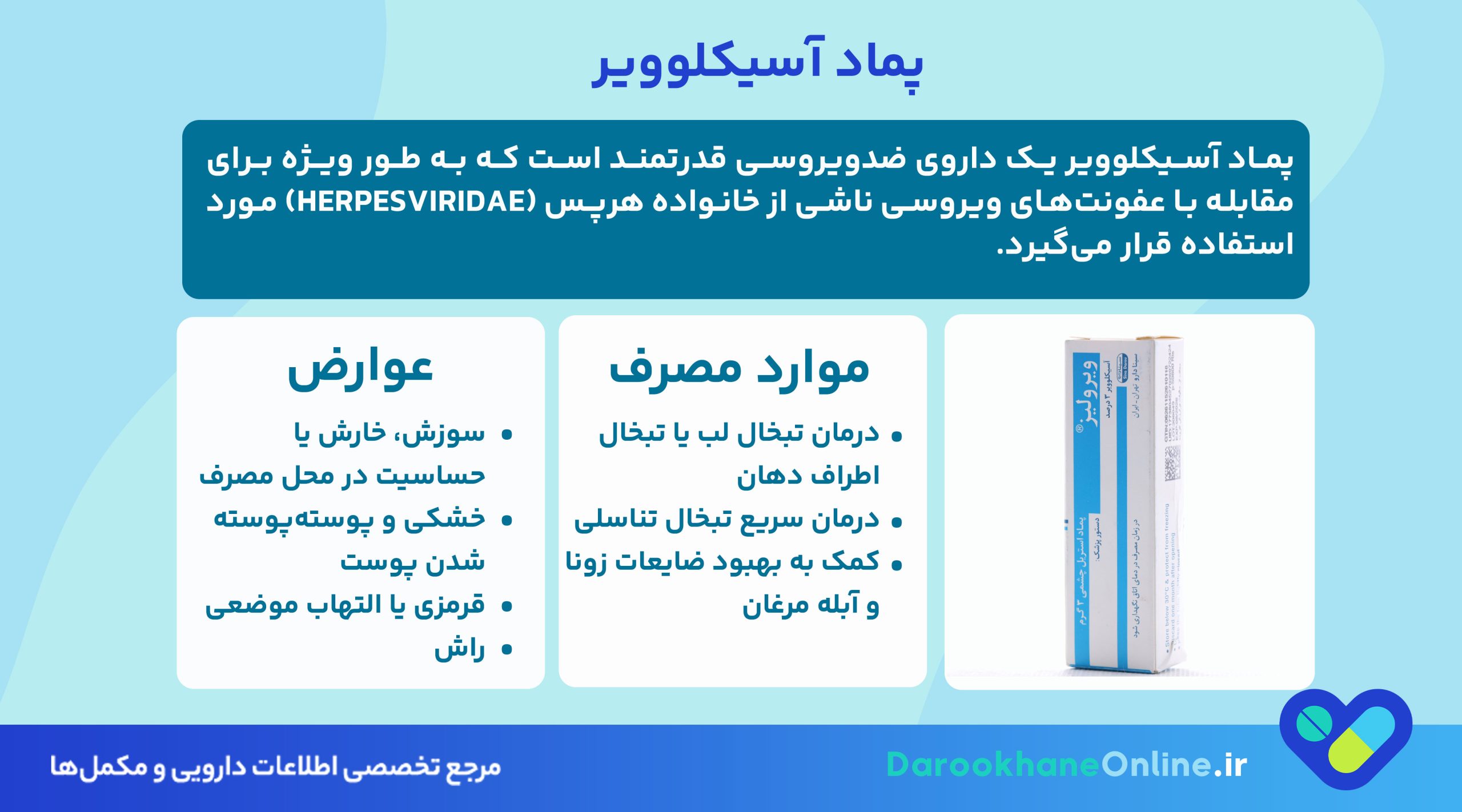 پماد آسیکلوویر برای چیست؟ موارد مصرف، عوارض، طریقه مصرف و نکات مهم برای درمان تبخال